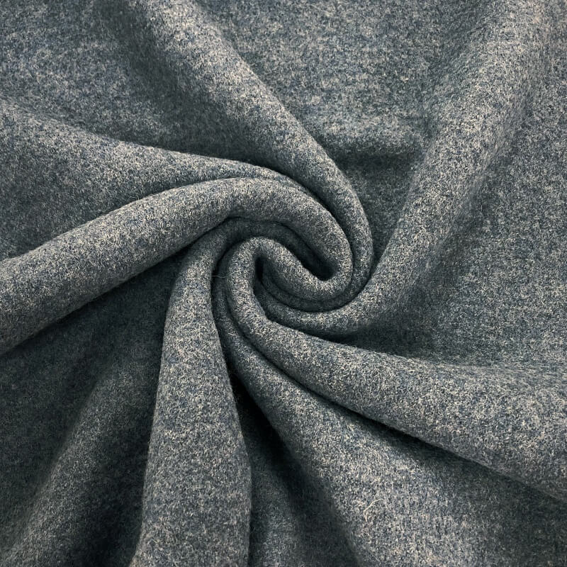Marl Denim Blue Boiled Wool Fabric