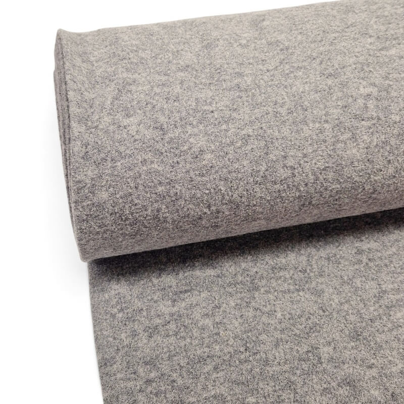 Marl Silver Grey Boiled Wool Fabric