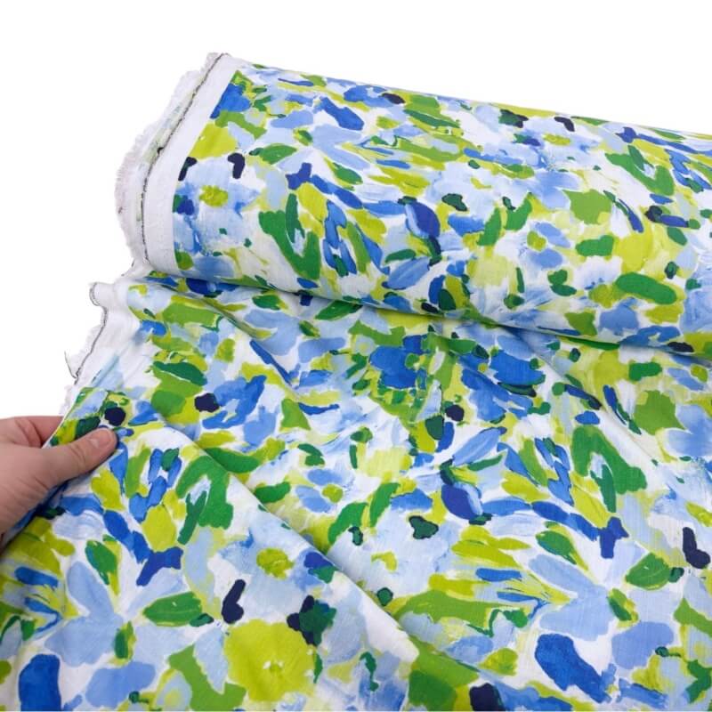 Image of Lime Abstract Floral Linen Rayon