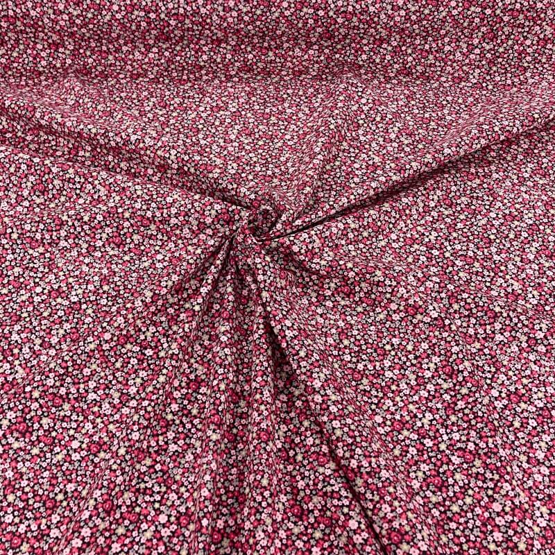 Image of Packed Pink Flowers Cotton Poplin