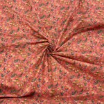 Coral Flowers Cotton Poplin