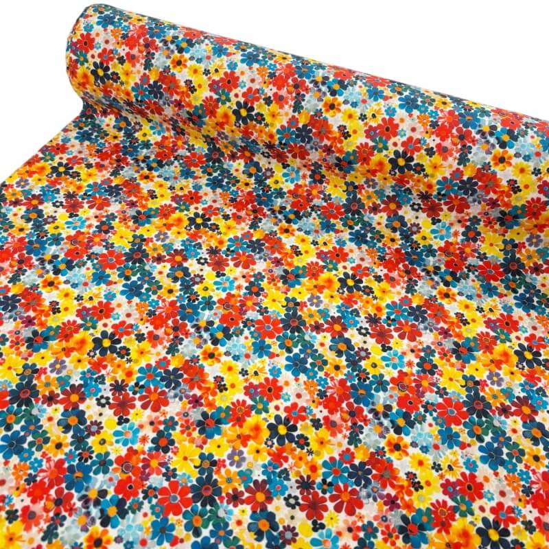 Image of Colourful Summer Daisies Cotton Poplin
