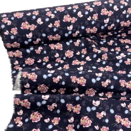 Lilac Lotus Flowers Cotton Poplin