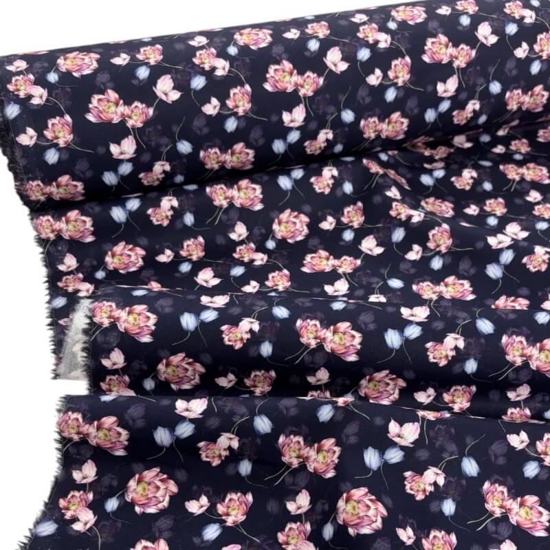 Image of Lilac Lotus Flowers Cotton Poplin