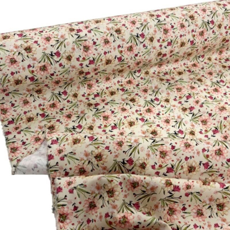 Vintage Pink Flower Cotton Poplin