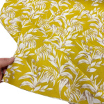 Tropical Leaves Mustard Linen Cotton Blend