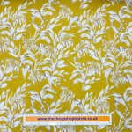 Tropical Leaves Mustard Linen Cotton Blend