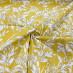 Tropical Leaves Mustard Linen Cotton Blend