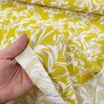 Tropical Leaves Mustard Linen Cotton Blend