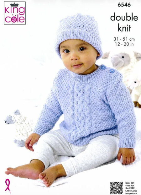 King Cole Slipover, Cardigan, Sweater and Hat Pattern 6546