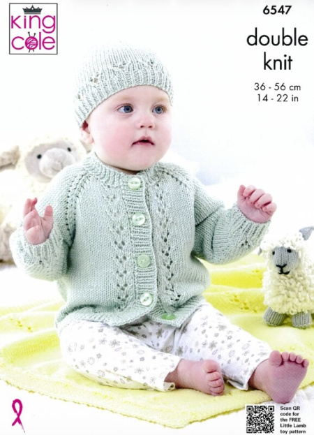 King Cole Cardigans, Blanket and Hat Pattern 6547