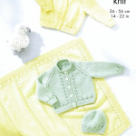 King Cole Cardigans, Blanket and Hat Pattern 6547