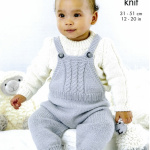 King Cole Dungarees, Pinafore, Sweater, Cardigan and Bootees Pattern 6549