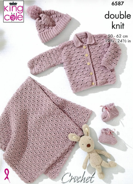 King Cole Crochet Baby Shell Stitch Set Pattern 6587