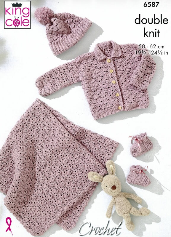 Image of King Cole Crochet Baby Shell Stitch Set Pattern 6587
