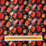 Red Peonies Cotton Jersey