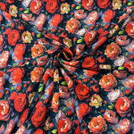 Red Peonies Cotton Jersey