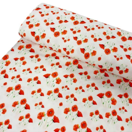 Wild Poppy Cluster Cotton Jersey