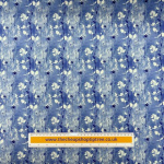 Blue Flower Stems French Terry Jersey