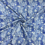 Blue Flower Stems French Terry Jersey