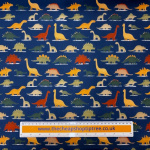 Dinosaurs Navy Polycotton