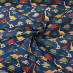 Dinosaurs Navy Polycotton