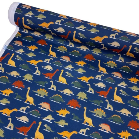 Dinosaurs Navy Polycotton