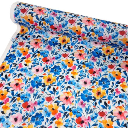 Blue Blossoms Polycotton
