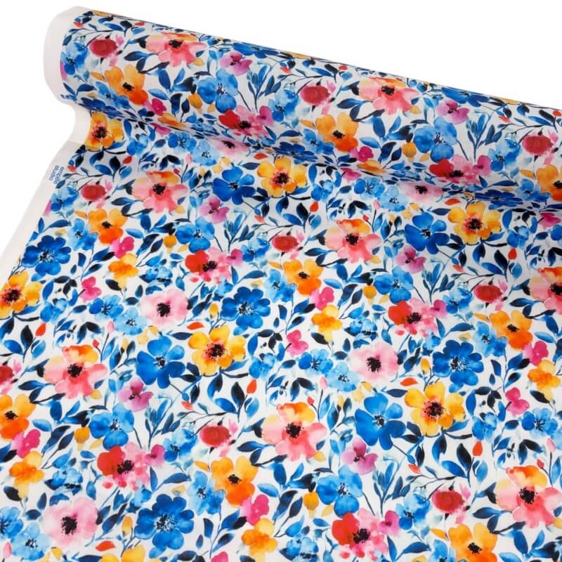 Image of Blue Blossoms Polycotton