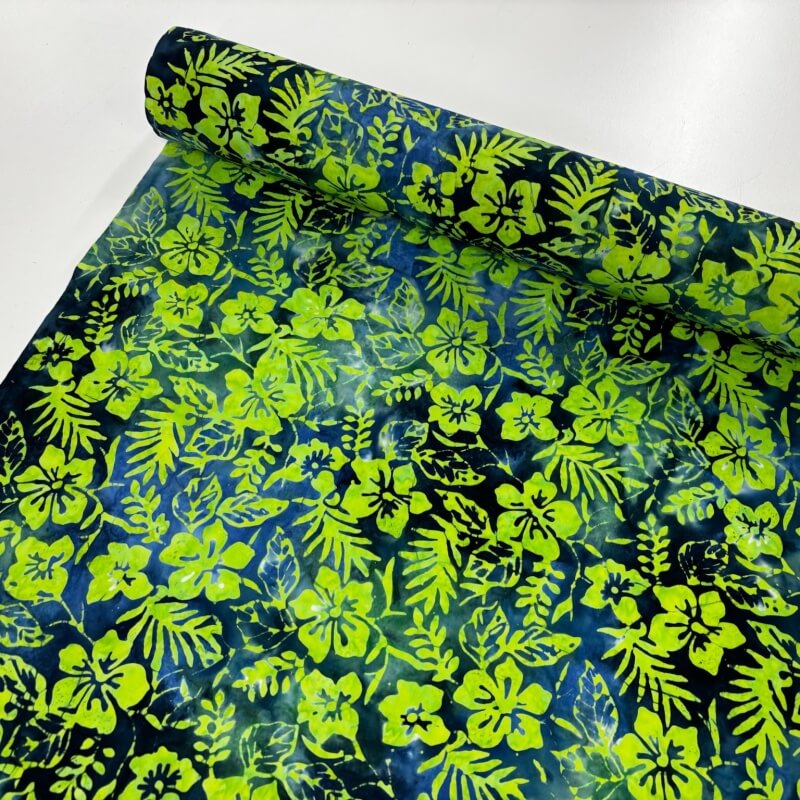 Image of Lime Tropical Garden Dressmaking Cotton Batik
