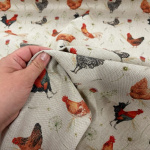 Chickens Linen Look Panama