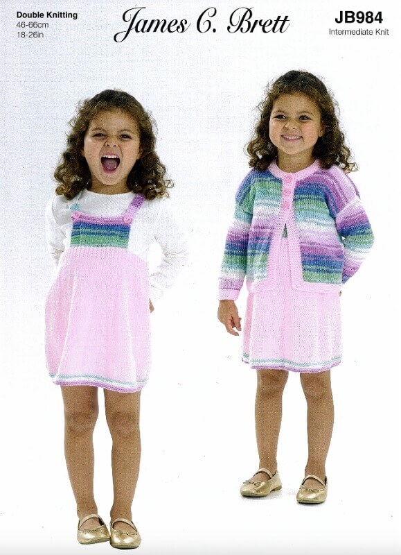 Image of James Brett Dress and Cardigan Pattern JB984