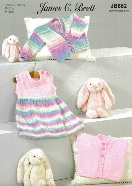 James Brett Dress, Cardigan and Waistcoat Pattern JB882