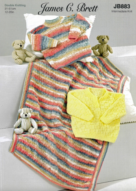 James Brett Sweaters and Blanket Pattern JB883