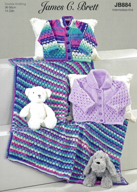 James Brett Cardigans and Blanket Pattern JB884