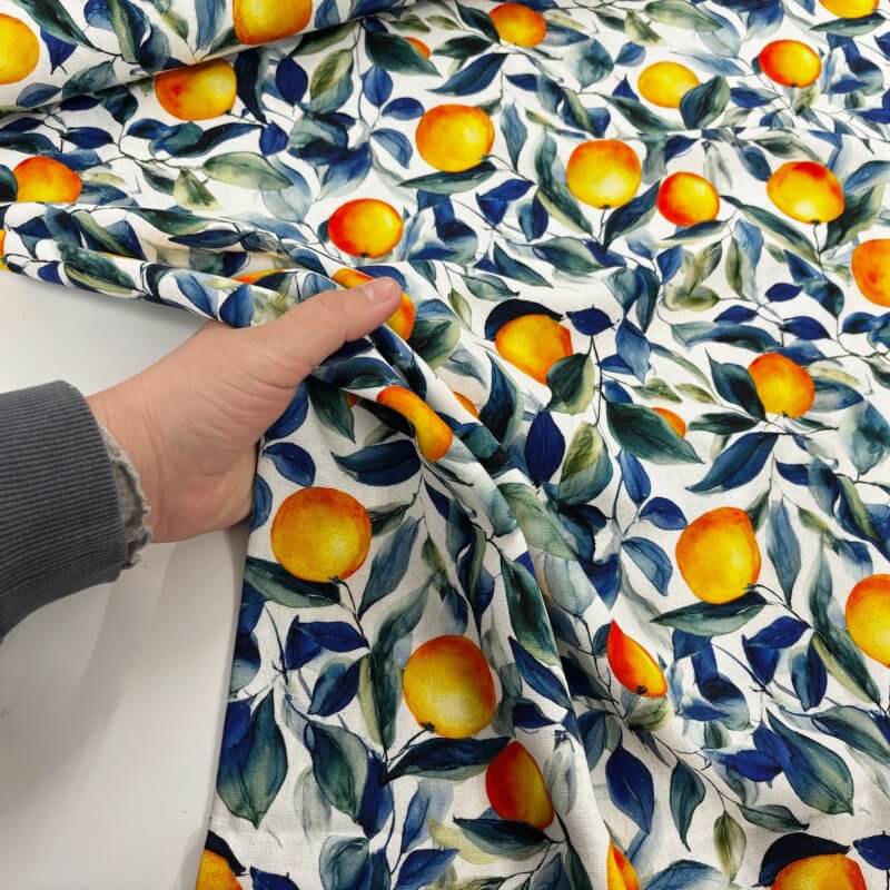 Image of Tropical Oranges Linen Rayon