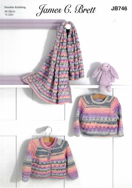 Image of James Brett Cardigan, Sweater and Blanket Patter JB746