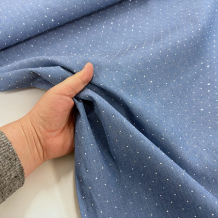Diamanté Stud Cotton Chambray