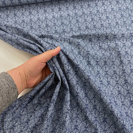 Leaf Circle Tile Cotton Chambray
