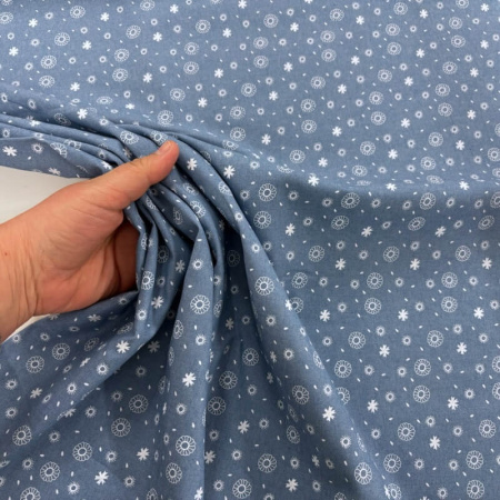 Flowers with Seeds Cotton Chambray