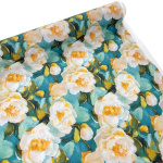 White Painted Peonies Cotton Poplin
