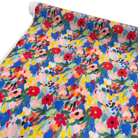 Summer Party Flowers Cotton Poplin