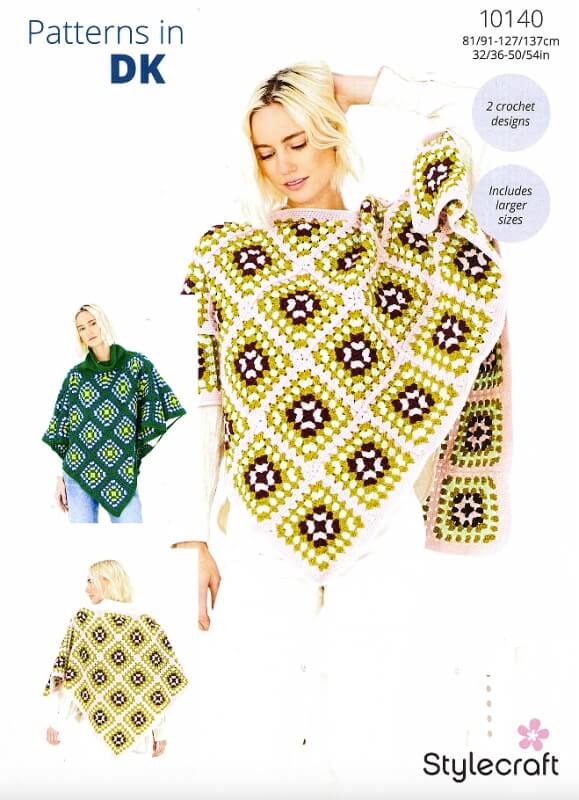 Image of Stylecraft Crochet Poncho Pattern 10140