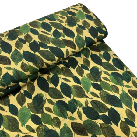 Bold Green Leaves Viscose Sateen