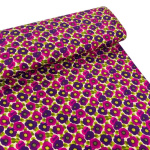 Cerise and Purple Flowers Viscose Sateen