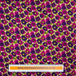 Cerise and Purple Flowers Viscose Sateen