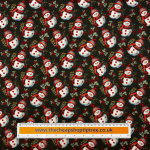 Snowman Holly Christmas Polycotton