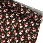 Snowman Holly Christmas Polycotton