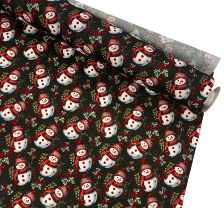 Snowman Holly Christmas Polycotton