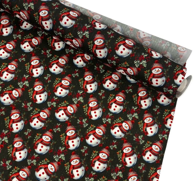 Image of Snowman Holly Christmas Polycotton